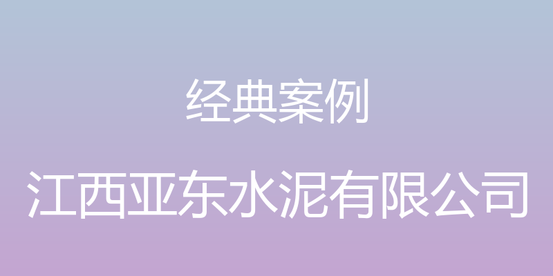 经典案例 - 江西亚东水泥有限公司