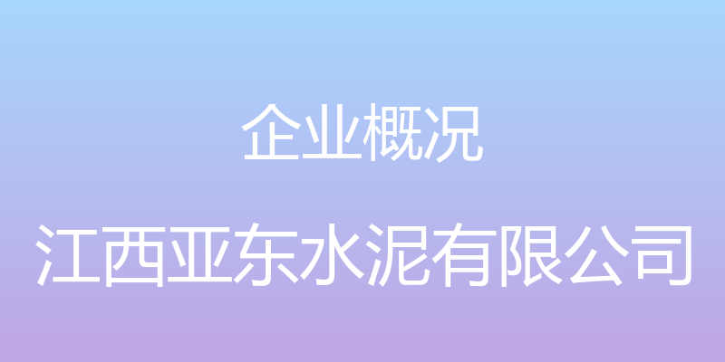 企业概况 - 江西亚东水泥有限公司