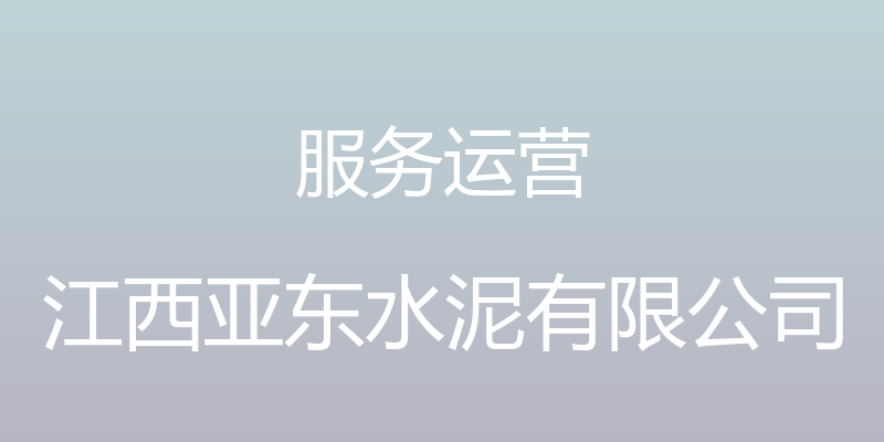 服务运营 - 江西亚东水泥有限公司